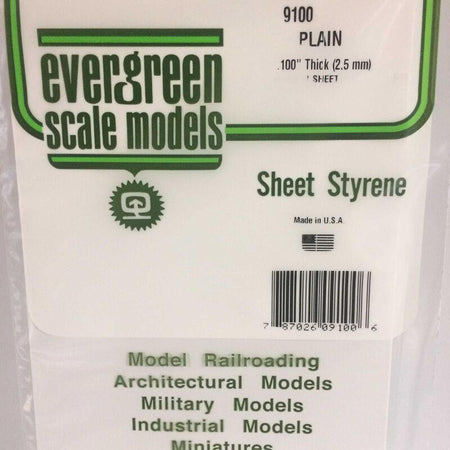 Evergreen Scale Models White Sheet .100 x 6 x 12 1 9100 at LionHeart Hobby