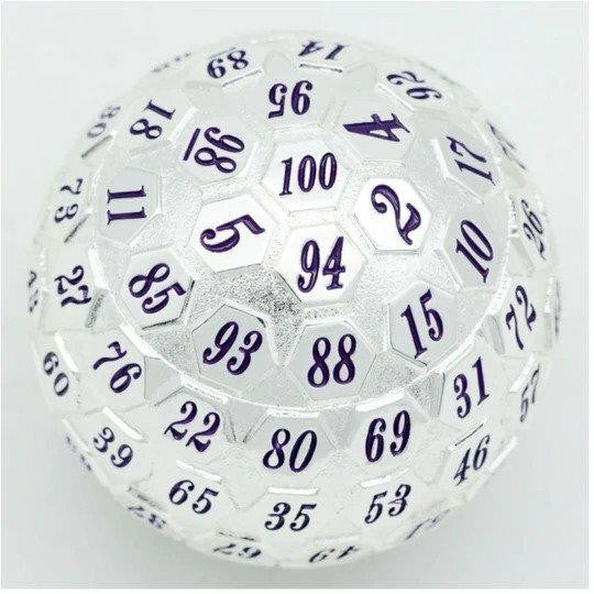 Foam Brain Games 100 Sided Die Platinum with Purple 5041