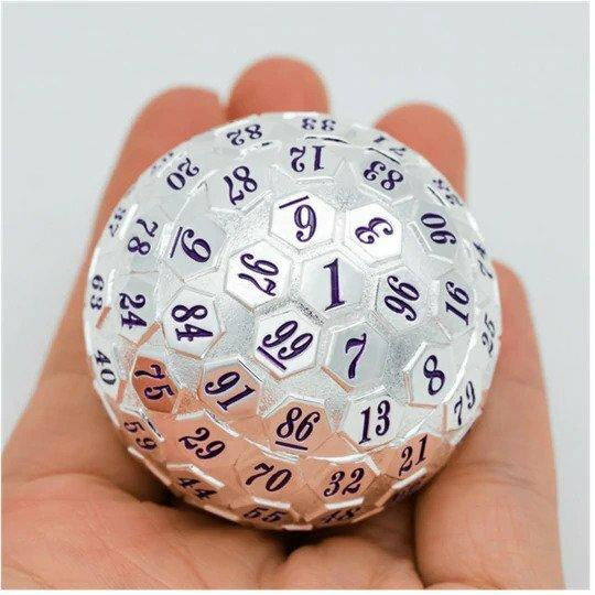 Foam Brain Games 100 Sided Die Platinum with Purple 5041