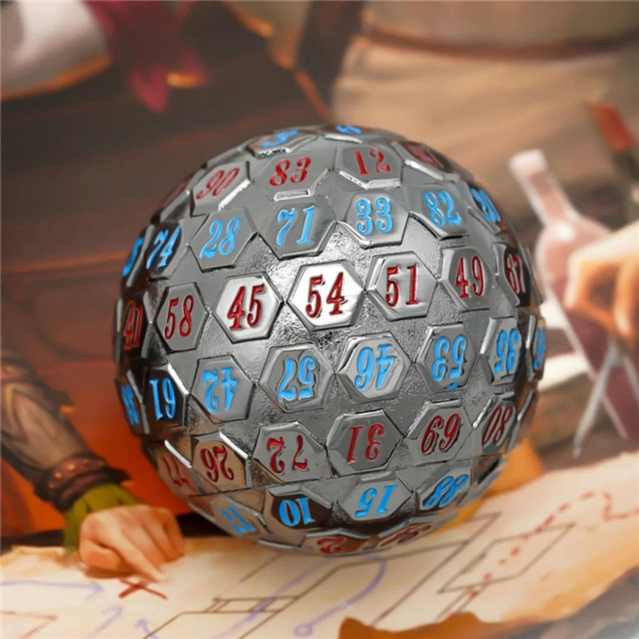 Foam Brain Games 45mm Metal D100 - Black Metal with Red and Blue