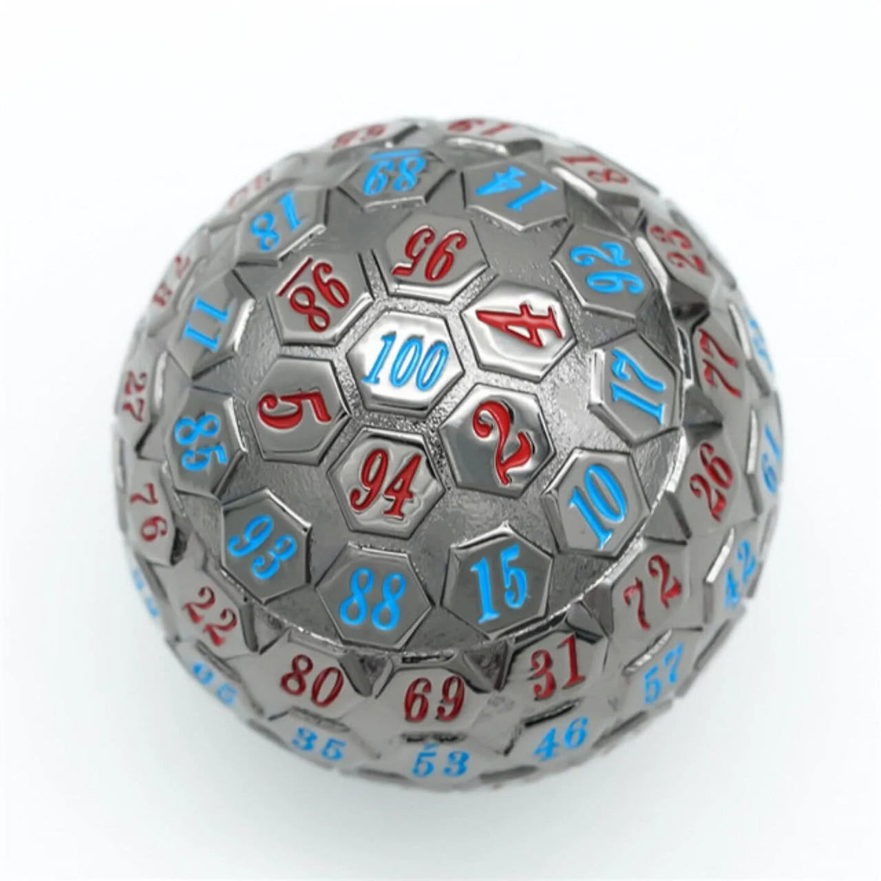 Foam Brain Games 45mm Metal D100 - Black Metal with Red and Blue