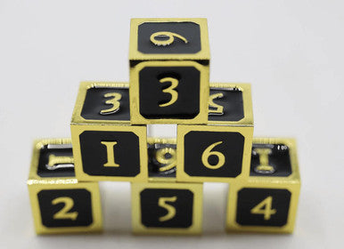 6 piece Metal D6's - Black and Gold