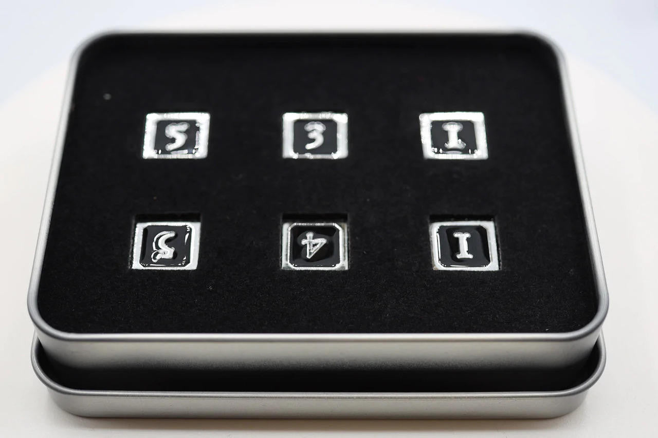 Foam Brain Games Black and Silver D6 Metal Dice Set