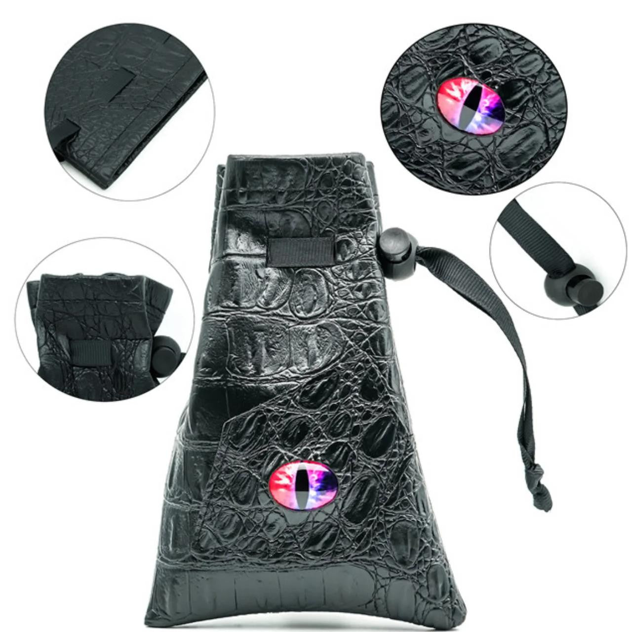 Foam Brain Games Black Leatherette Changeling Eye Dice Bag 