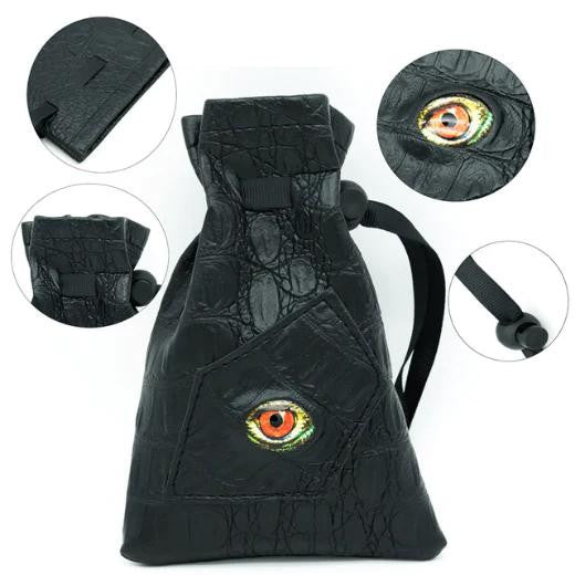 Foam Brain Games Black Leatherette Reptilian Eye Dice Bag 