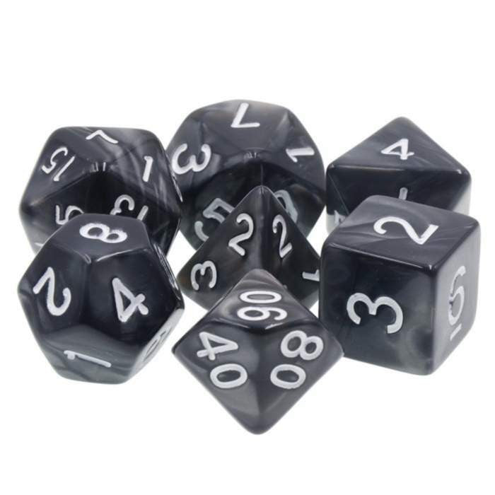 Foam Brain Games Black Pearl with Silver RPG Dice Set