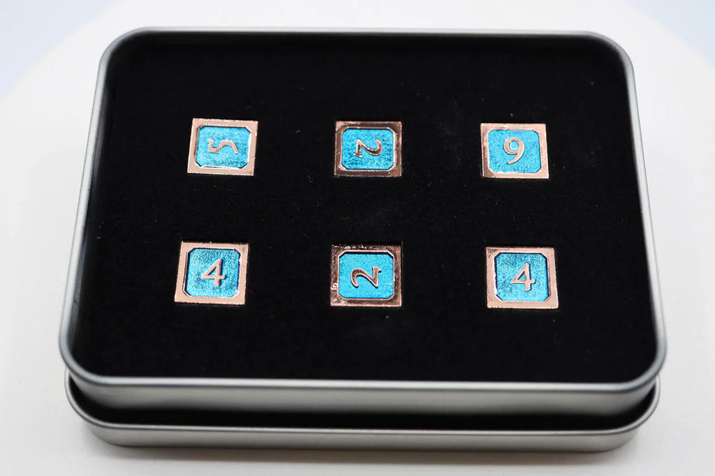 Foam Brain Games Blue and Copper D6 Metal Dice Set
