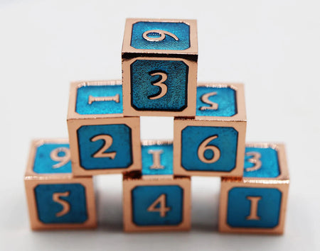 Foam Brain Games Blue and Copper D6 Metal Dice Set