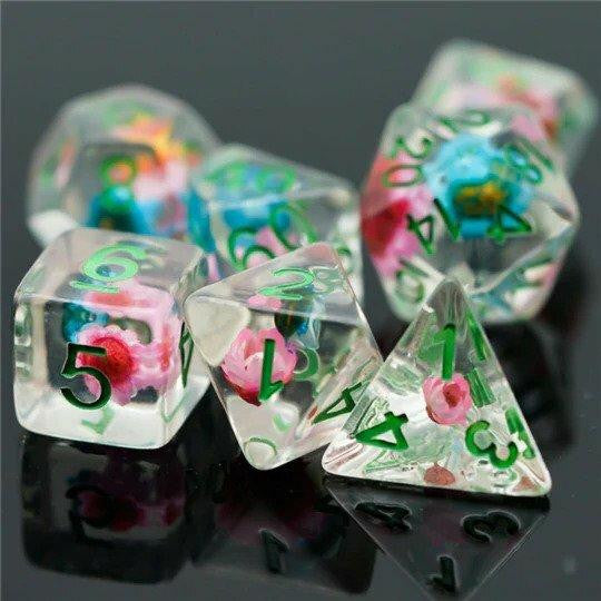 Foam Brain Games Blue and Pink Star Flower RPG Dice Set