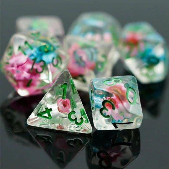 Foam Brain Games Blue and Pink Star Flower RPG Dice Set