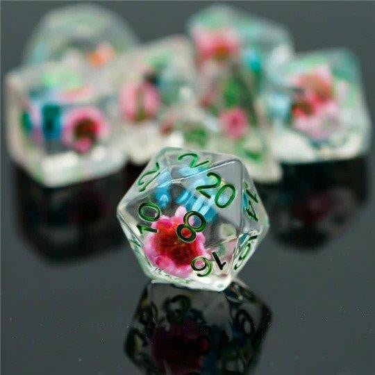 Foam Brain Games Blue and Pink Star Flower RPG Dice Set