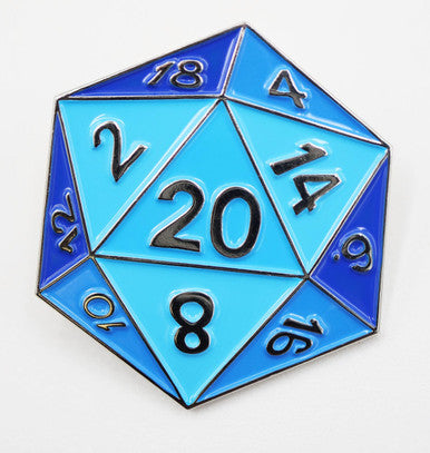 Blue D20 Enamel Pin