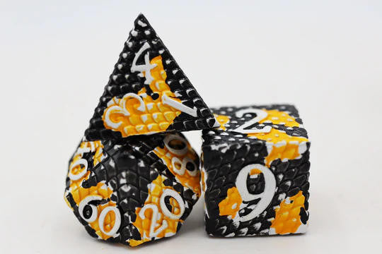 Foam Brain Games Bumblebee Dragon Scale RPG Metal Dice Set