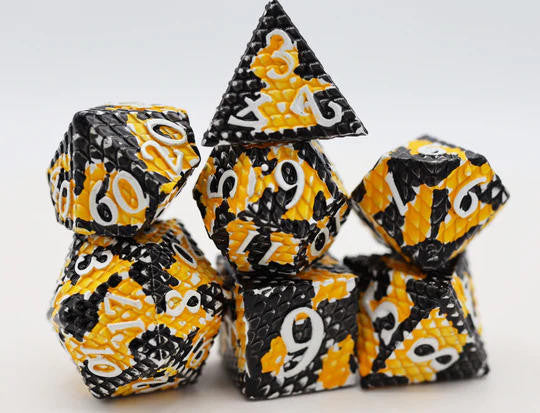 Foam Brain Games Bumblebee Dragon Scale RPG Metal Dice Set