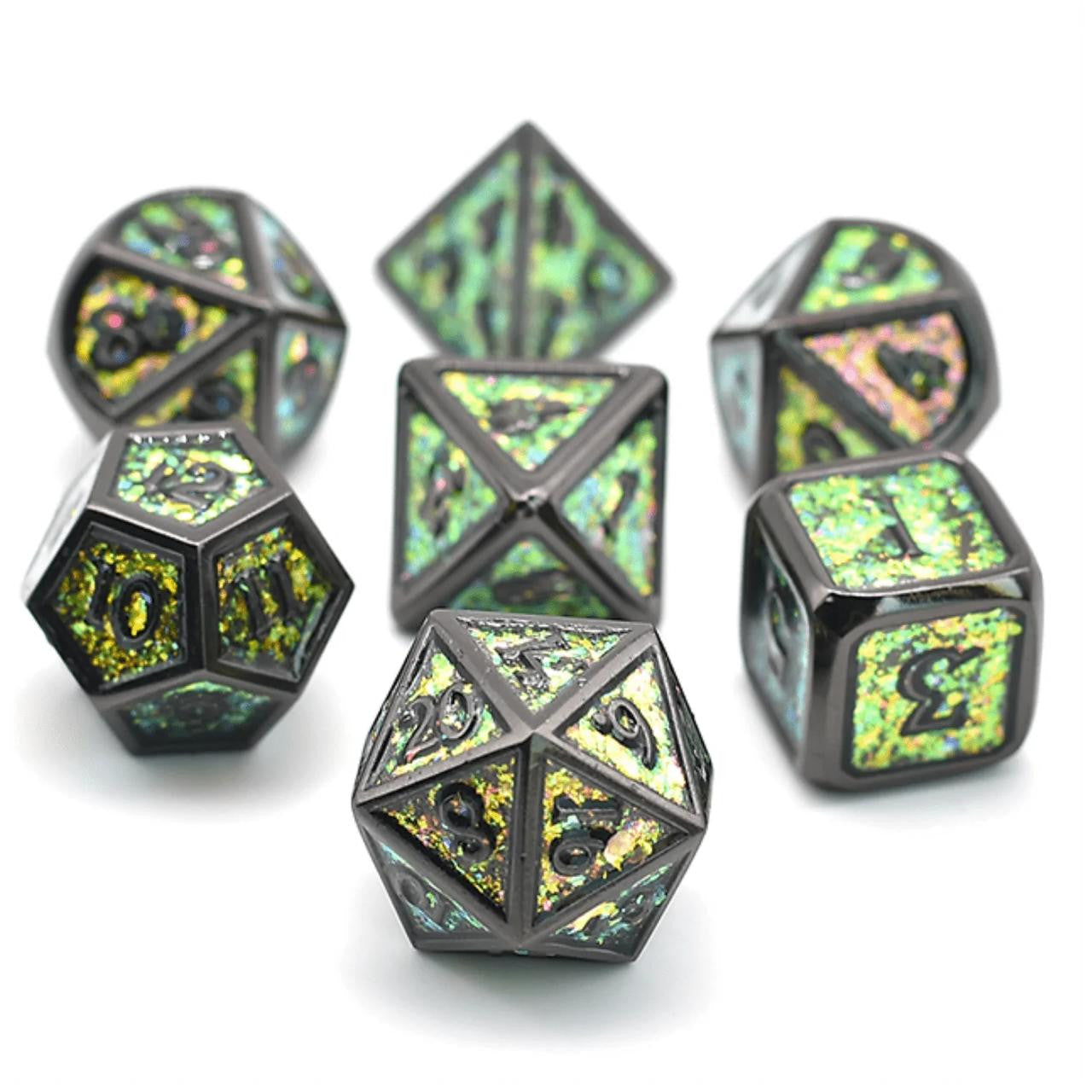 Foam Brain Games Color Shifting: Fields of Green Metal RPG Dice Set 