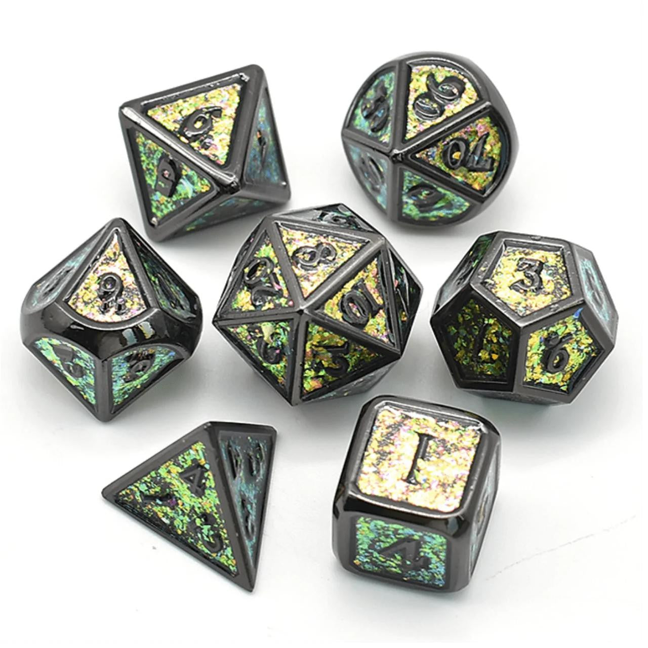 Foam Brain Games Color Shifting: Fields of Green Metal RPG Dice Set 