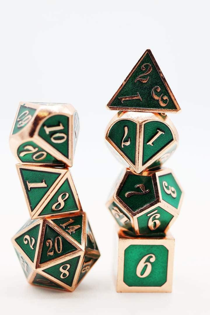 Foam Brain Games Copper with Emerald RPG Dice Set
