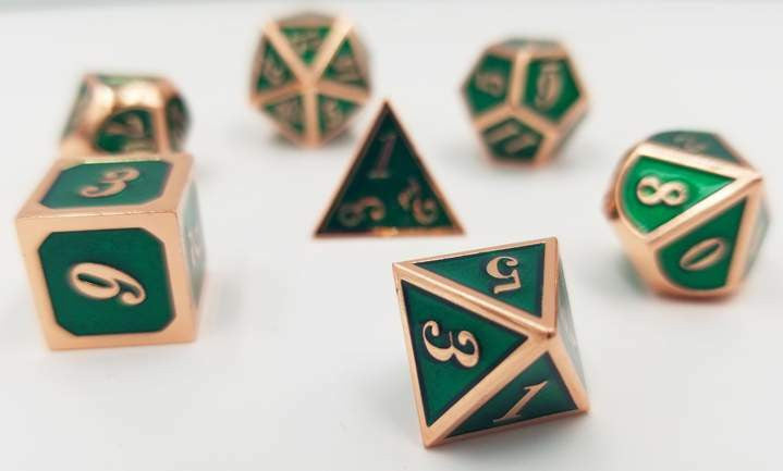 Foam Brain Games Copper with Emerald RPG Dice Set