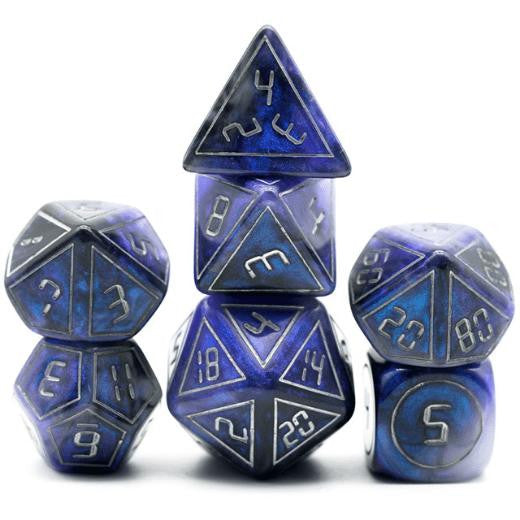 Foam Brain Games Cybernated Blue and Black RPG Dice Set - XLarge