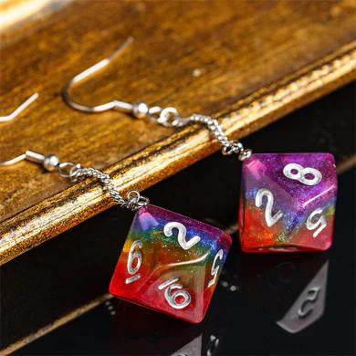 Foam Brain Games D10 Earrings: Glitter Rainbow 