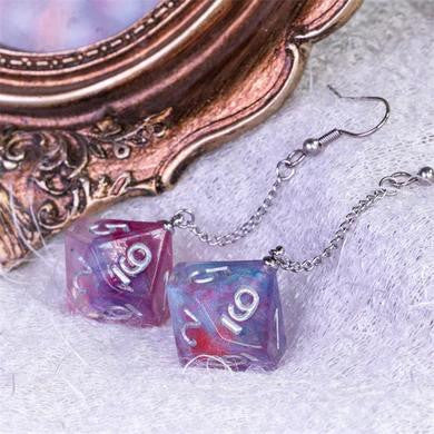 Foam Brain Games D10 Galaxy Earrings: Purple & Red 