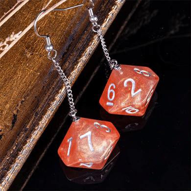 Foam Brain Games D10 Galaxy Earrings: Red & Orange 
