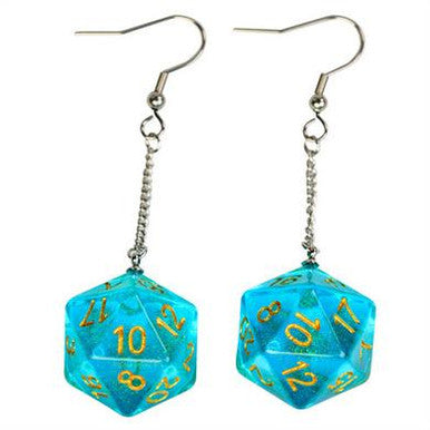 D20 Aurora Earrings: Cyan