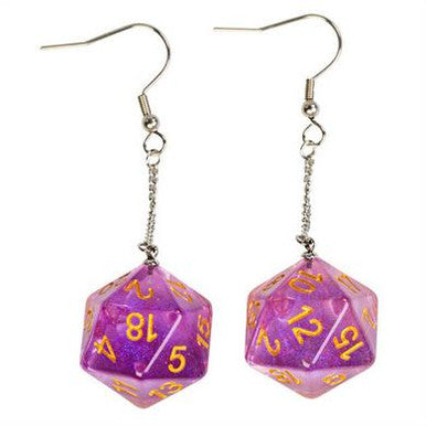 D20 Aurora Earrings: Purple