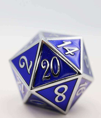 D20 Silver with Sapphire - 35mm Extra Large