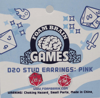 D20 Stud Earrings: Pink