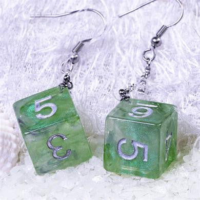 Foam Brain Games D6 Galaxy Earrings: Green & Purple 