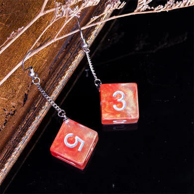 Foam Brain Games D6 Galaxy Earrings: Red & Orange 