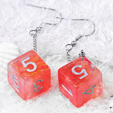 Foam Brain Games D6 Galaxy Earrings: Red & Orange 