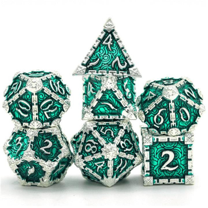Foam Brain Games Dagger of Venom Silver Emerald RPG Metal Dice Set