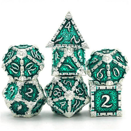 Foam Brain Games Dagger of Venom Silver Emerald RPG Metal Dice Set