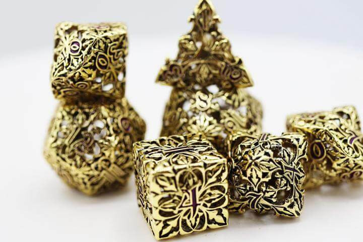Foam Brain Games Fleur de Lis Gilded Amethyst Hollow RPG Metal Dice Set