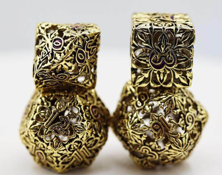 Foam Brain Games Fleur de Lis Gilded Amethyst Hollow RPG Metal Dice Set