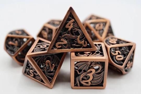 Foam Brain Games Foam Brain Dice - Hollow Metal Dice Set - Dragon Essence: Copper 