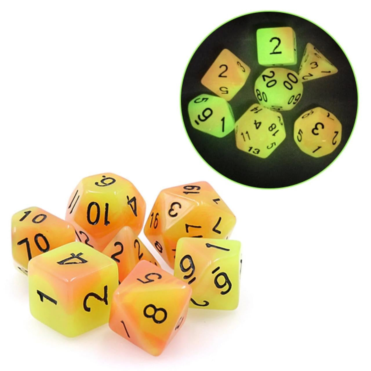 Foam Brain Games Glow in the Dark Fireball RPG Dice Set 