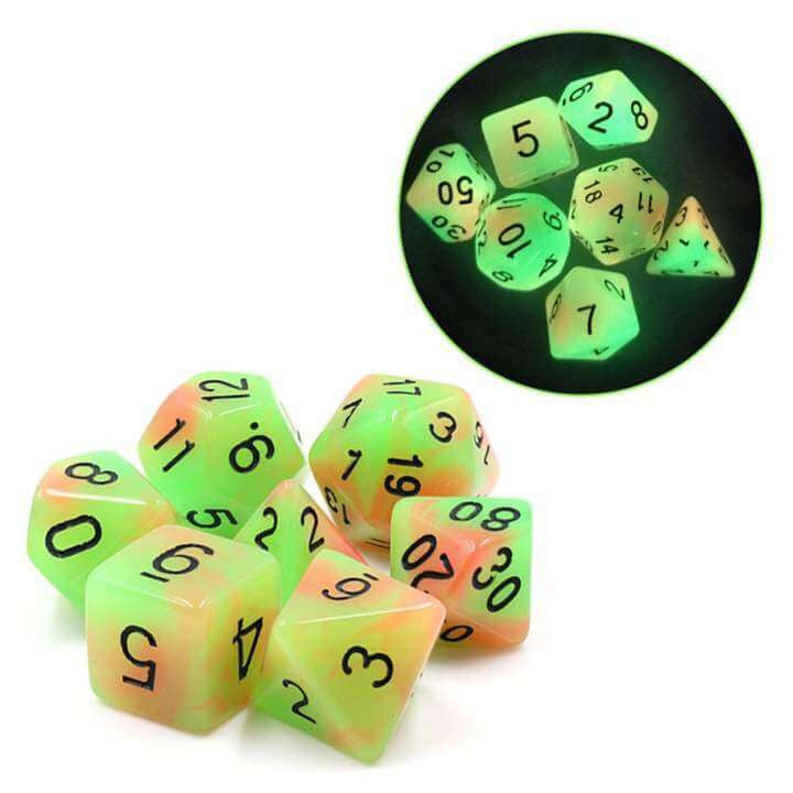 Foam Brain Games Glow in the Dark Mango RPG Dice Set