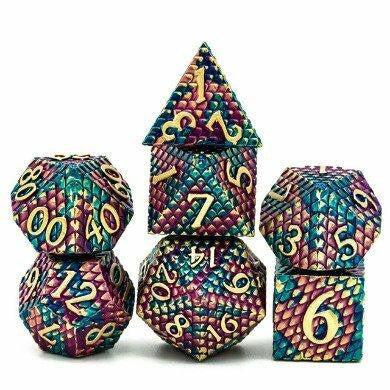 Foam Brain Games Gold Dragon Scale RPG Metal Dice Set
