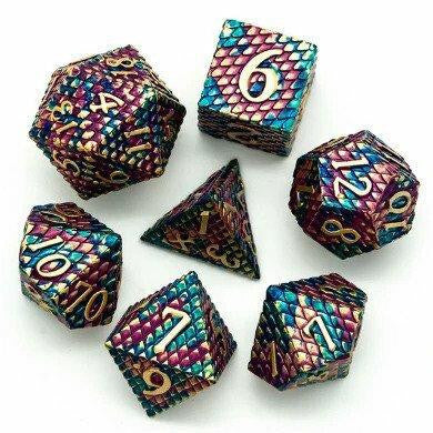 Foam Brain Games Gold Dragon Scale RPG Metal Dice Set