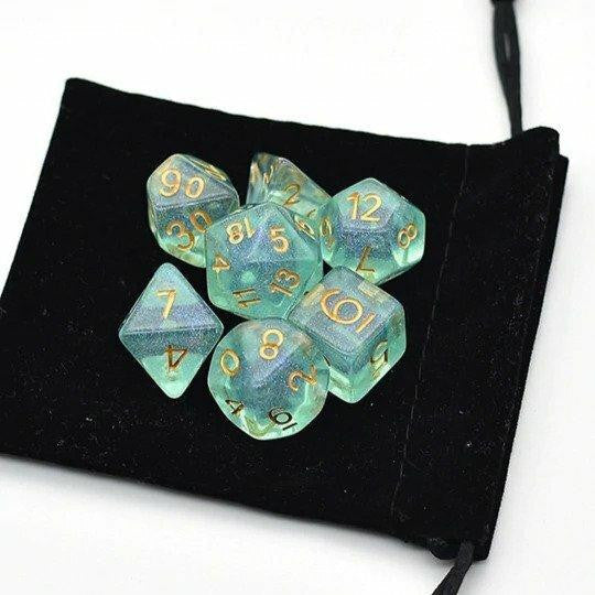 Foam Brain Games Green Shimmer RPG Dice Set
