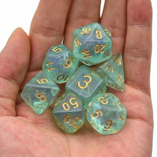 Foam Brain Games Green Shimmer RPG Dice Set