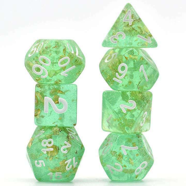 Foam Brain Games Green with Gold Foil RPG Dice Set