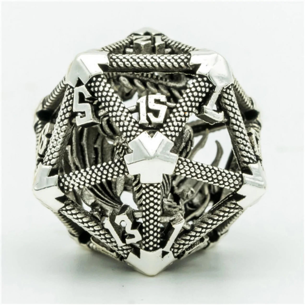 Foam Brain Games Hollow Dragon Keep D20 - Silver 18mm