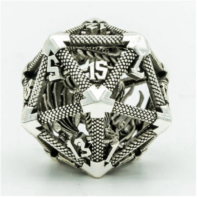 Hollow Dragon Keep D20 - Silver 18mm