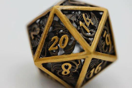 Foam Brain Games Hollow Golden Dragon RPG Metal Dice Set