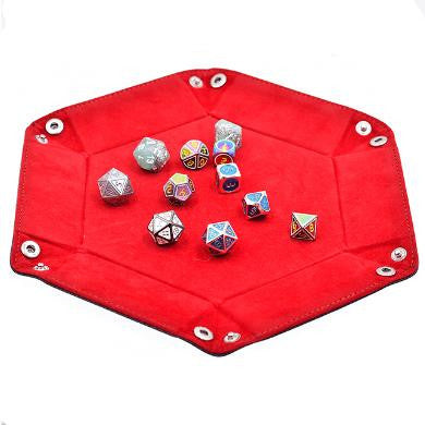 Foam Brain Games Leatherette and Velvet Dice Tray Black w/ Red Hex