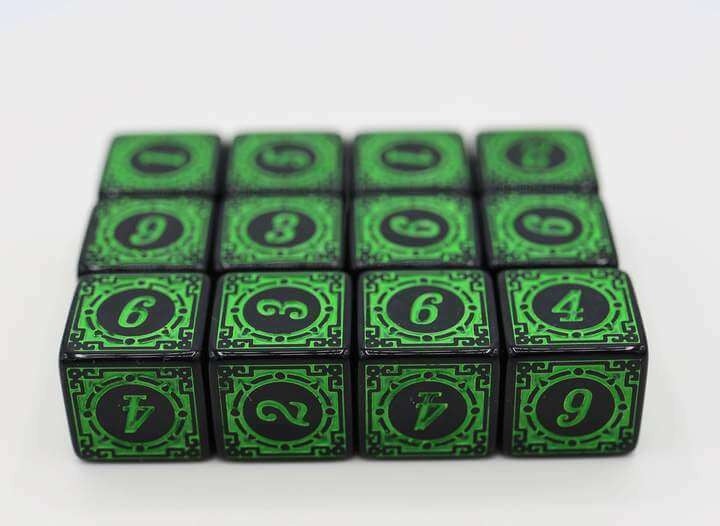 Foam Brain Games Magic Burst D6 Set - Green - 12 piece D6s